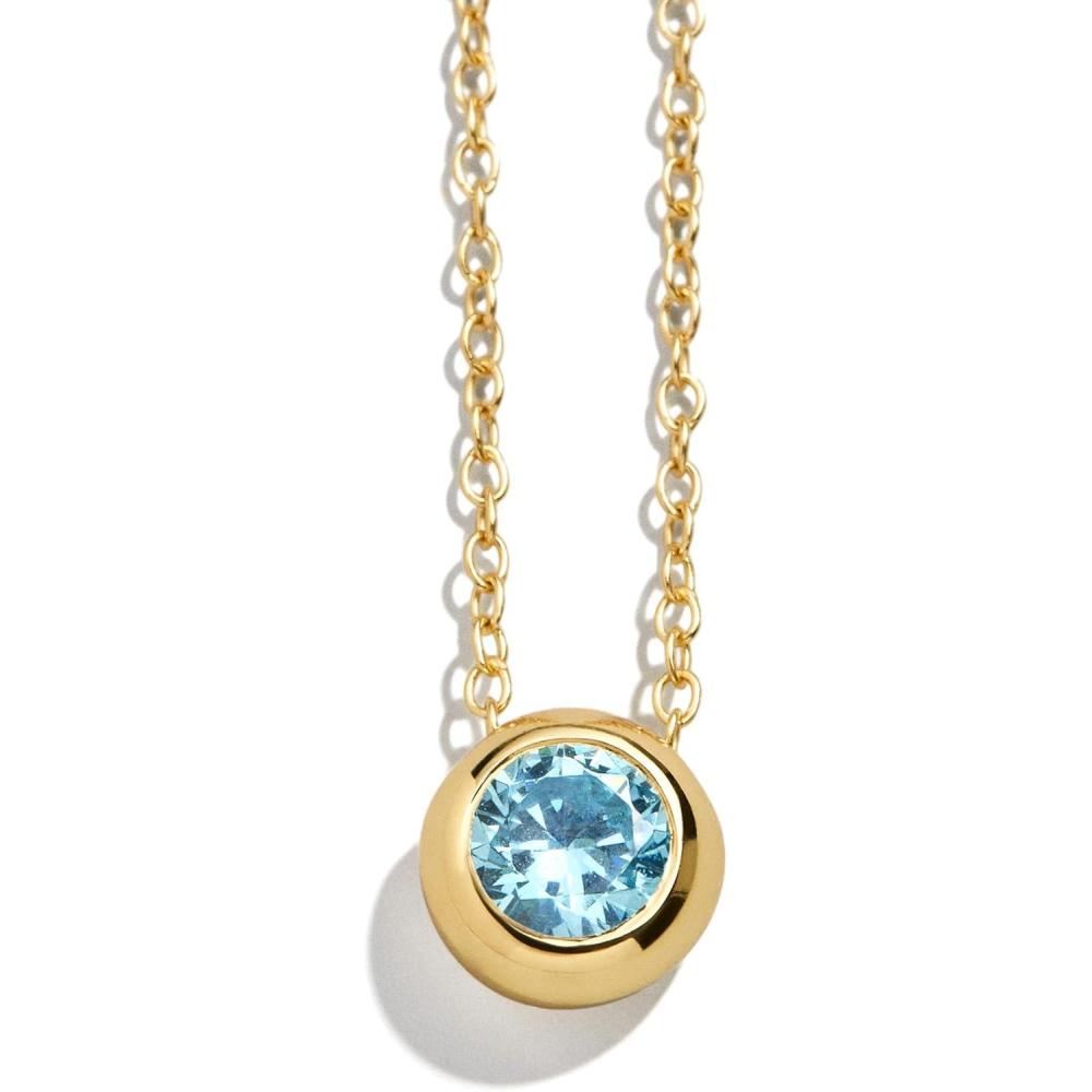 imageBaubleBar 18K GoldPlated Sterling Silver Birthstone Pendant NecklaceAquamarineColored