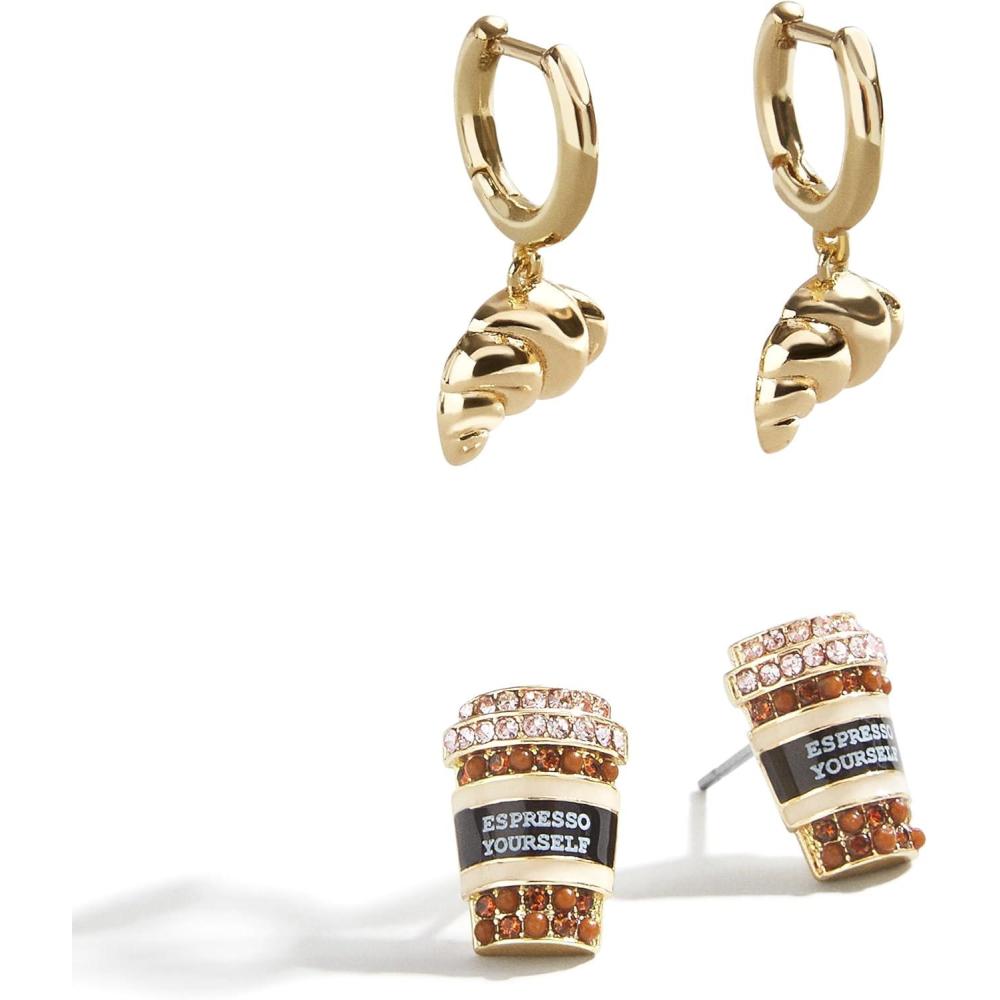 imageBaubleBar Food amp DrinkThemed Statement Earrings Novelty Earrings for Women Costume JewelryMorning Essentials  Set of 2