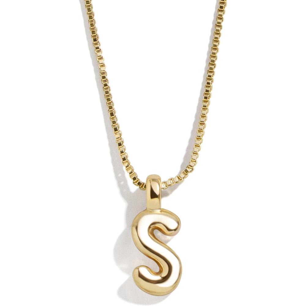 imageBaubleBar Gwen Mini Bubble Initial Necklace  GoldPlated Bubble Letter Pendant 17 Inch Chain with Lobster Clasp Perfect Personalized Gift for WomenGold