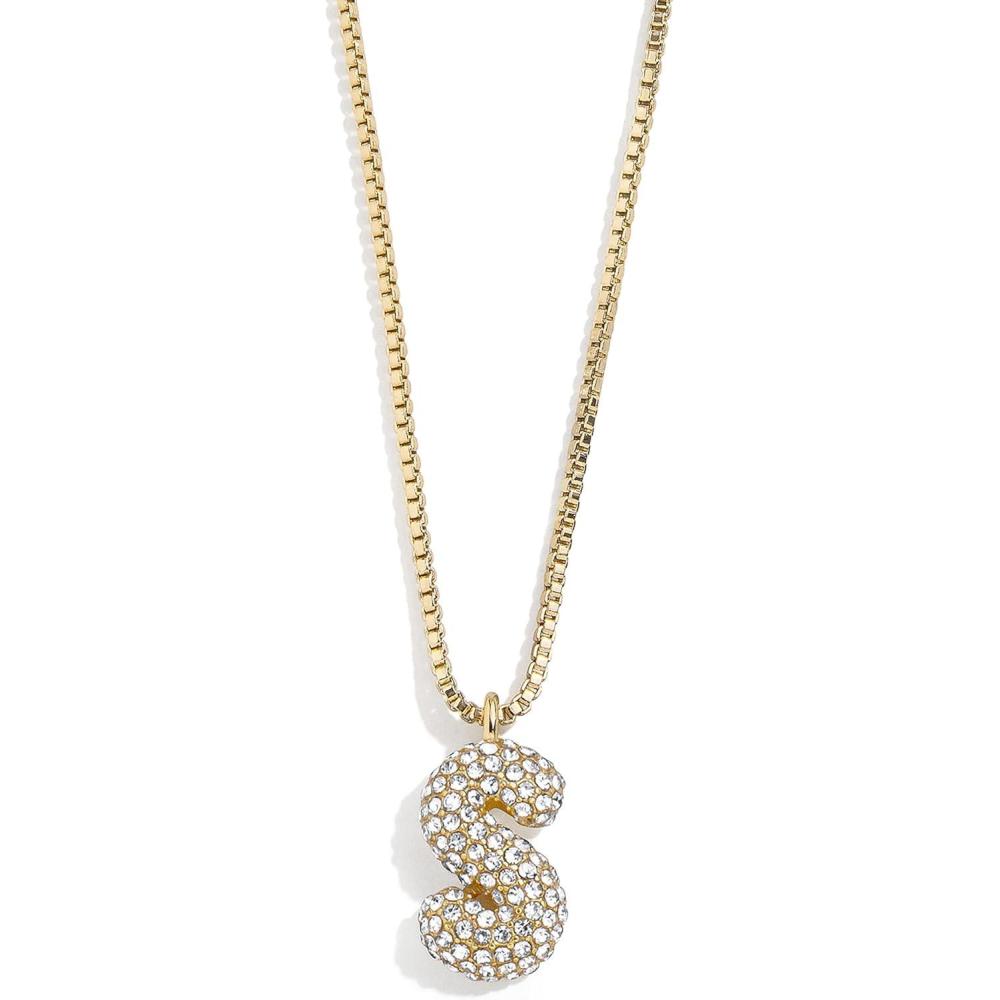 imageBaubleBar Gwen Mini Bubble Initial Necklace  GoldPlated Bubble Letter Pendant 17 Inch Chain with Lobster Clasp Perfect Personalized Gift for WomenPav