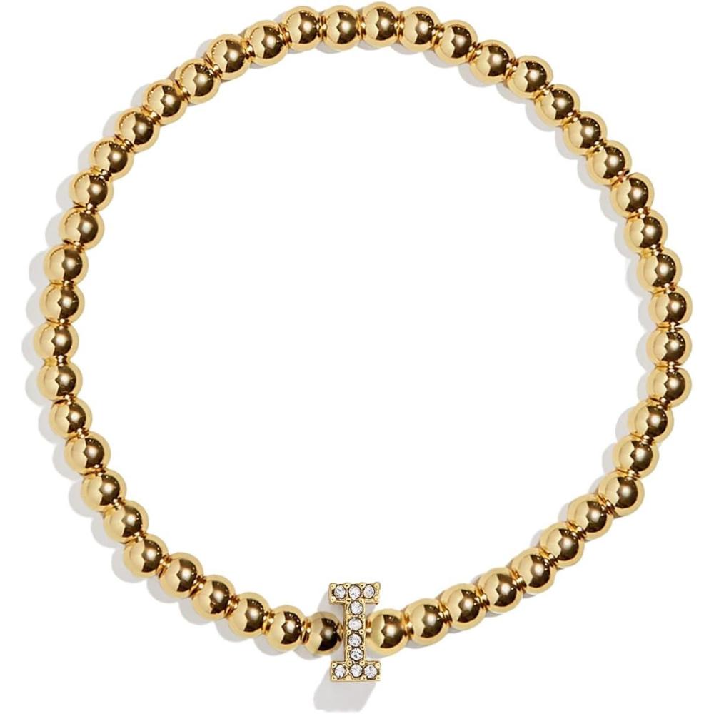 imageBaubleBar Initial Pisa Stretch Bracelet  Personalized GoldPlated Bracelet for Women Beaded Initial Bracelet Stacking Bracelet Custom Ball Bracelet Trendy JewelryLetter I Pave