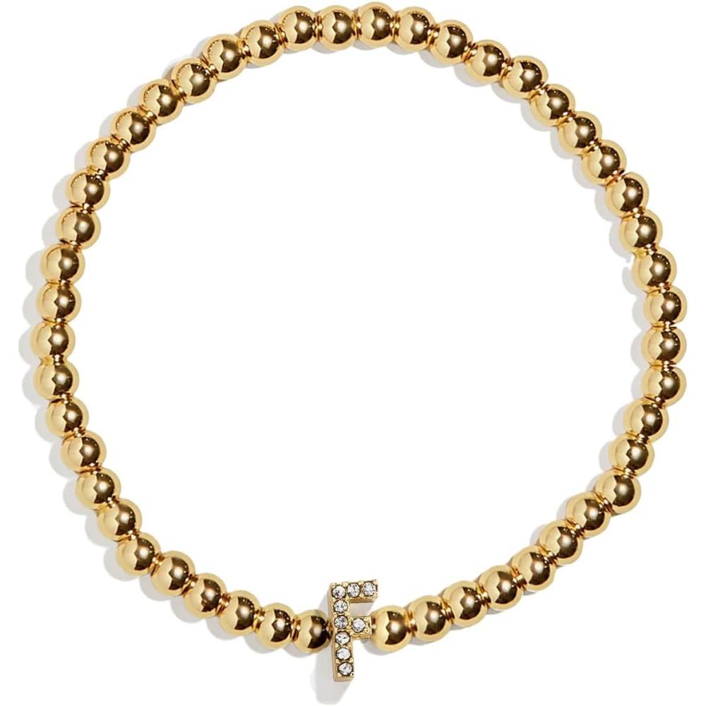 imageBaubleBar Initial Pisa Stretch Bracelet  Personalized GoldPlated Bracelet for Women Beaded Initial Bracelet Stacking Bracelet Custom Ball Bracelet Trendy JewelryLetter F Pave