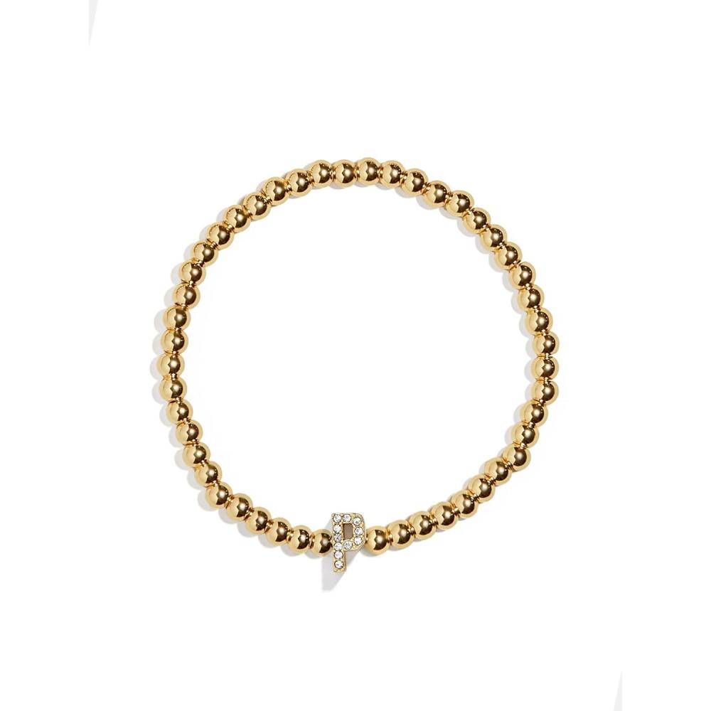 imageBaubleBar Initial Pisa Stretch Bracelet  Personalized GoldPlated Bracelet for Women Beaded Initial Bracelet Stacking Bracelet Custom Ball Bracelet Trendy JewelryLetter P Pave