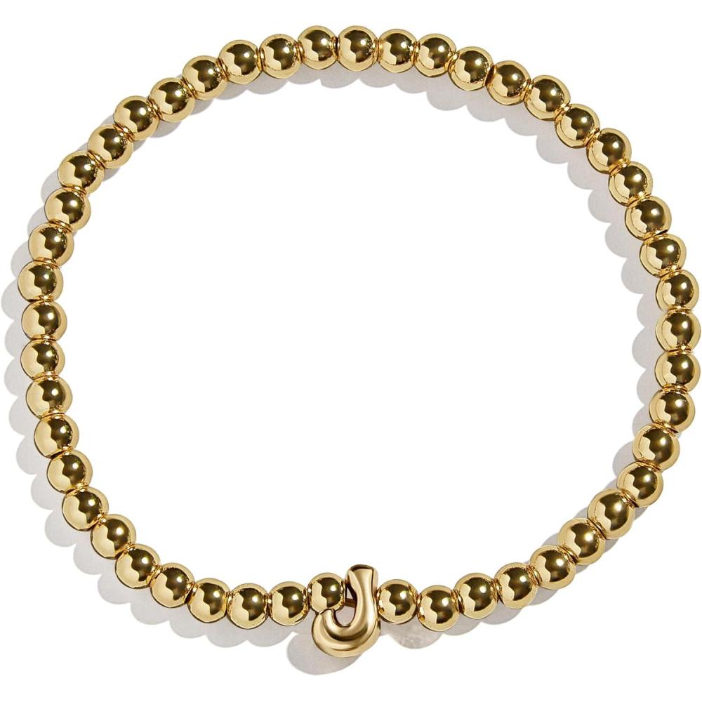 imageBaubleBar Initial Pisa Stretch Bracelet  Personalized GoldPlated Bracelet for Women Beaded Initial Bracelet Stacking Bracelet Custom Ball Bracelet Trendy JewelryLetter J Solid