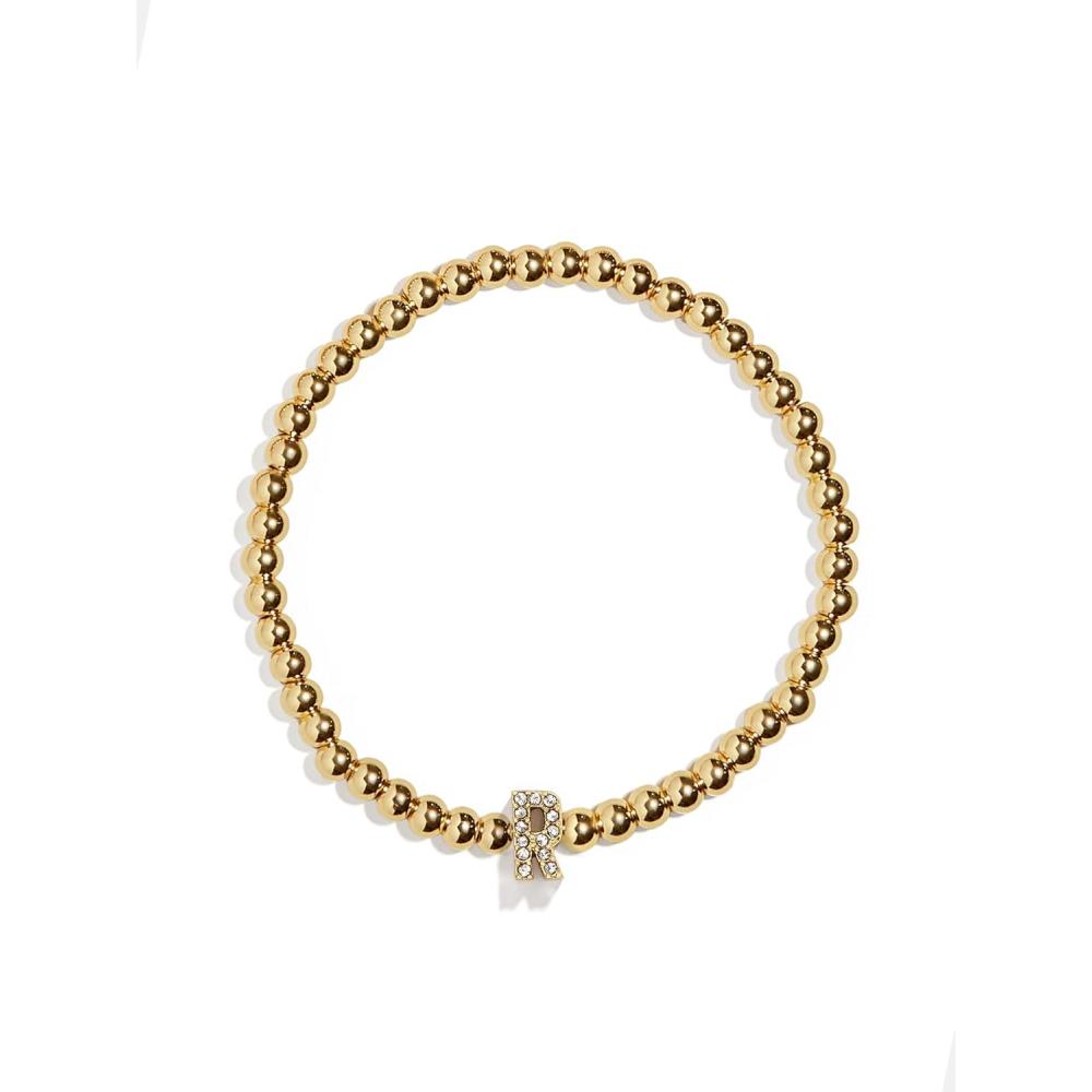 imageBaubleBar Initial Pisa Stretch Bracelet  Personalized GoldPlated Bracelet for Women Beaded Initial Bracelet Stacking Bracelet Custom Ball Bracelet Trendy JewelryLetter R Pave