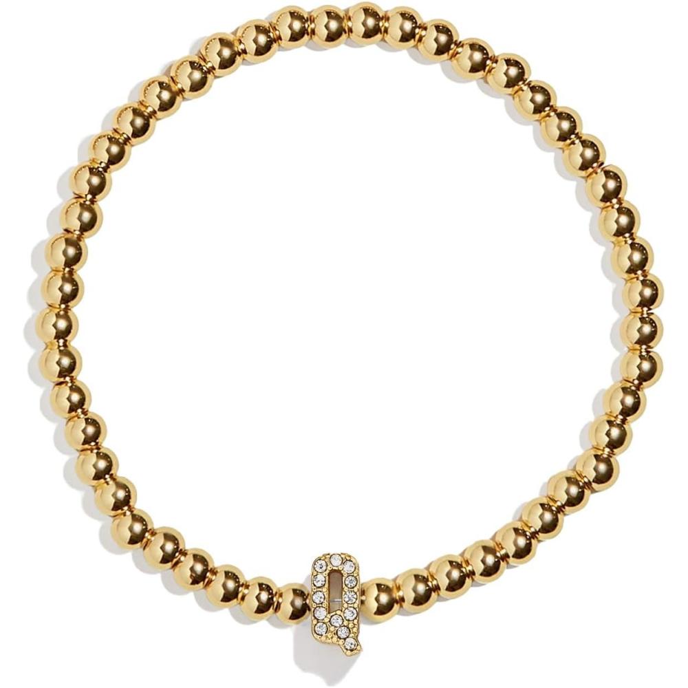 imageBaubleBar Initial Pisa Stretch Bracelet  Personalized GoldPlated Bracelet for Women Beaded Initial Bracelet Stacking Bracelet Custom Ball Bracelet Trendy JewelryLetter Q Pave
