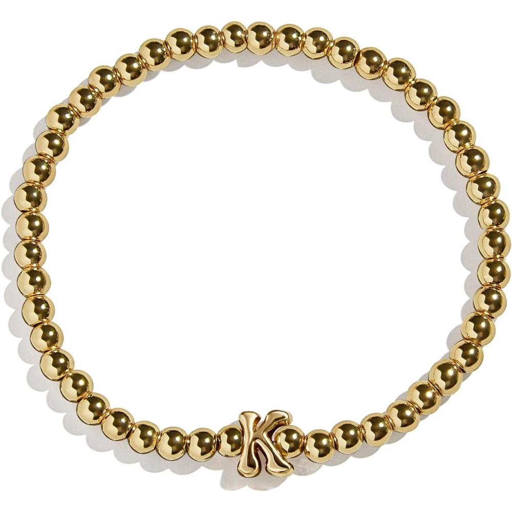 imageBaubleBar Initial Pisa Stretch Bracelet  Personalized GoldPlated Bracelet for Women Beaded Initial Bracelet Stacking Bracelet Custom Ball Bracelet Trendy JewelryLetter K Solid