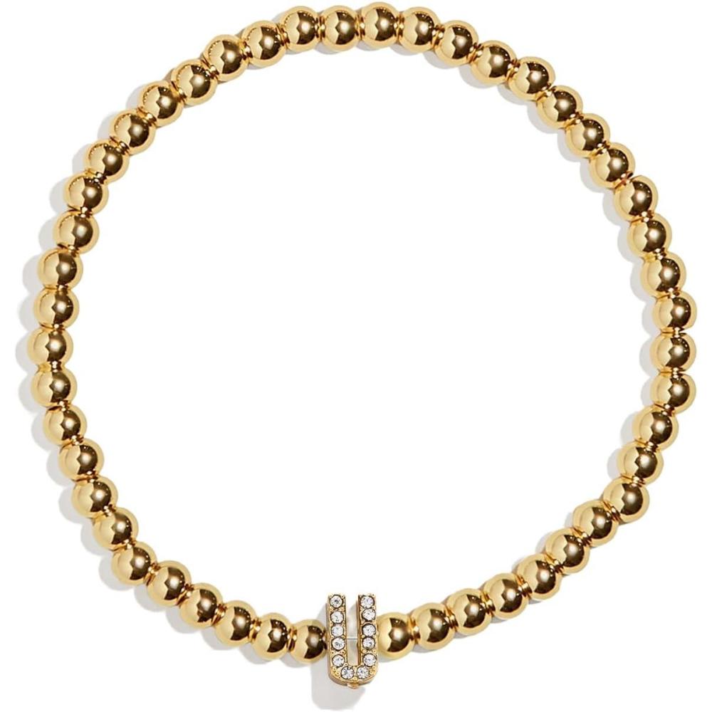 imageBaubleBar Initial Pisa Stretch Bracelet  Personalized GoldPlated Bracelet for Women Beaded Initial Bracelet Stacking Bracelet Custom Ball Bracelet Trendy JewelryLetter U Pave