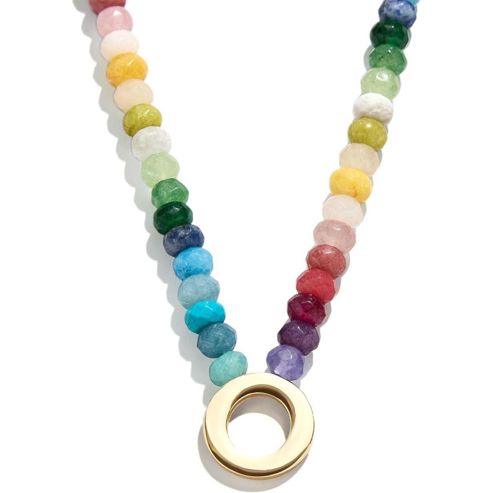 imageBaubleBar SemiPrecious Block Initial Necklace for Women  Colorful Personalized Necklaces Custom Pendant Necklace wNatural Gemstones Beaded Necklace Fashion JewelryO