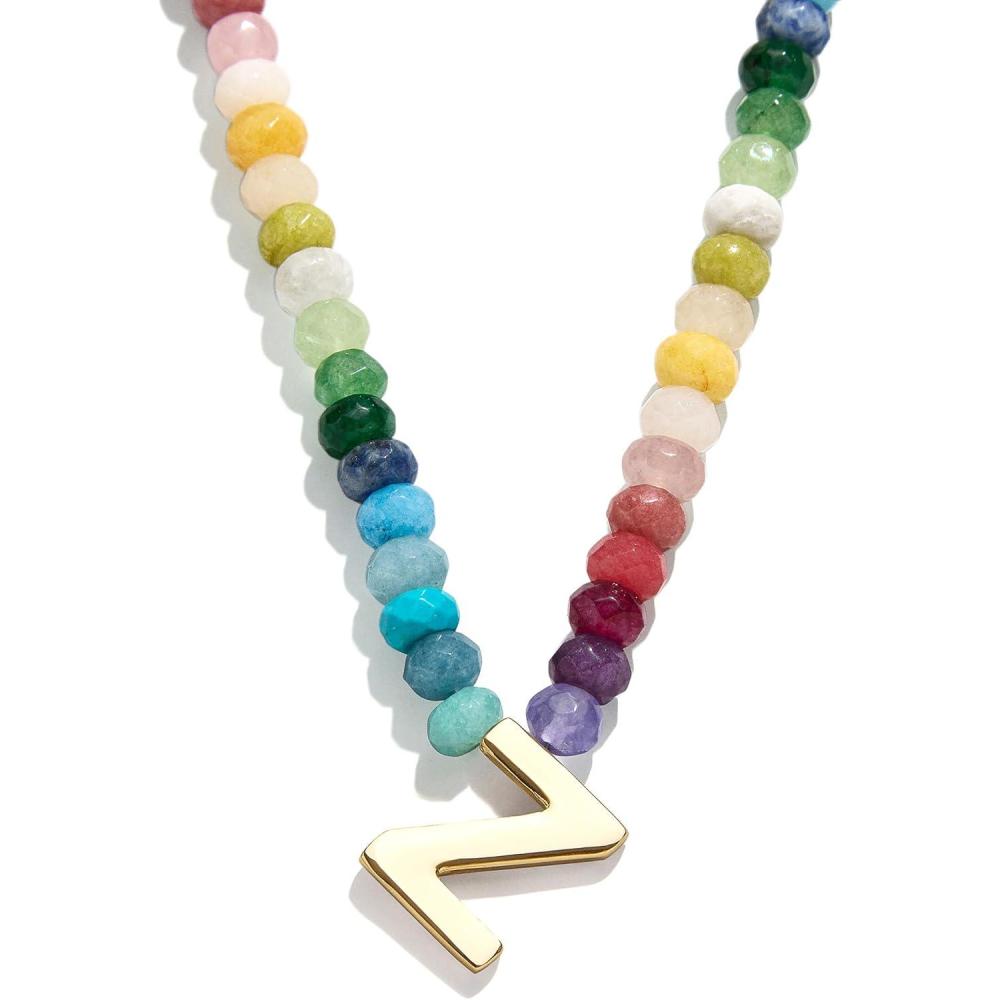 imageBaubleBar SemiPrecious Block Initial Necklace for Women  Colorful Personalized Necklaces Custom Pendant Necklace wNatural Gemstones Beaded Necklace Fashion JewelryZ