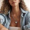 BaubleBar Gold-Plated or Silver Millie Necklace – Trendy Fashion Jewelry, Chunky Necklace, Gold-Plated Heart Charm, Silver Necklace for Women, Statement Piece(Silver)