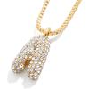 BaubleBar Gwen Mini Bubble Initial Necklace – Gold-Plated Bubble Letter Pendant, 17 Inch Chain with Lobster Clasp, Perfect Personalized Gift for Women(Pavé)