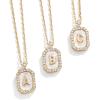BaubleBar Initial Necklace – Dainty Gold-Plated Personalized Letter Pendant Necklace, Small Dog Tag Style Design(Mother of Pearl)