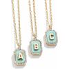 BaubleBar Initial Necklace – Dainty Gold-Plated Personalized Letter Pendant Necklace, Small Dog Tag Style Design(Turquoise Stone)