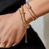 BaubleBar Initial Pisa Stretch Bracelet – Personalized Gold-Plated Bracelet for Women, Beaded Initial Bracelet, Stacking Bracelet, Custom Ball Bracelet, Trendy Jewelry(Letter N (Pave))