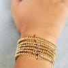 BaubleBar Initial Pisa Stretch Bracelet – Personalized Gold-Plated Bracelet for Women, Beaded Initial Bracelet, Stacking Bracelet, Custom Ball Bracelet, Trendy Jewelry(Letter Q (Pave))