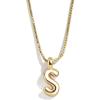 BaubleBar Gwen Mini Bubble Initial Necklace – Gold-Plated Bubble Letter Pendant, 17 Inch Chain with Lobster Clasp, Perfect Personalized Gift for Women(Gold)