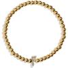 BaubleBar Initial Pisa Stretch Bracelet – Personalized Gold-Plated Bracelet for Women, Beaded Initial Bracelet, Stacking Bracelet, Custom Ball Bracelet, Trendy Jewelry(Letter F (Pave))