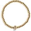 BaubleBar Initial Pisa Stretch Bracelet – Personalized Gold-Plated Bracelet for Women, Beaded Initial Bracelet, Stacking Bracelet, Custom Ball Bracelet, Trendy Jewelry(Letter O (Pave))