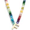 BaubleBar Semi-Precious Block Initial Necklace for Women – Colorful Personalized Necklaces, Custom Pendant Necklace w/Natural Gemstones, Beaded Necklace, Fashion Jewelry(F)