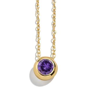 BaubleBar 18K Gold-Plated Sterling Silver Birthstone Pendant Necklace(Amethyst-Colored)