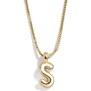 BaubleBar Gwen Mini Bubble Initial Necklace – Gold-Plated Bubble Letter Pendant, 17 Inch Chain with Lobster Clasp, Perfect Personalized Gift for Women(Gold)