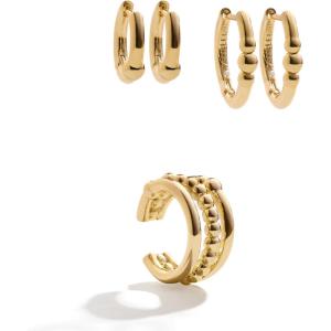BaubleBar Huggie Earrings, Trendy Gift, Fashion Jewelry, Gold-Plated Earrings for Women, Small Hoop Huggie Earring Sets(Dana – Gold)