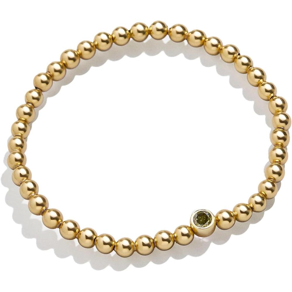 imageBaubleBar 18K Gold Birthstone Pisa Stretch Bracelet with Cubic Zirconia Stones for Women Gold Plated Sterling SilverPeridotColored