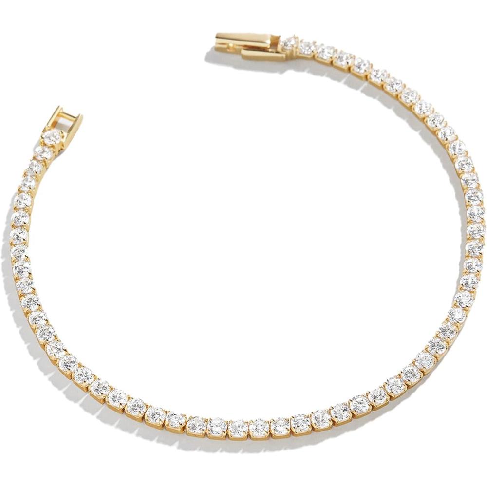 imageBaubleBar Bennett Tennis Bracelet for Women 18K Gold Plated Sterling Silver  Hypoallergenic with Cubic Zirconia Stones Dainty and Trendy Thin Stacking Bracelet Womens Fashion Jewelry715