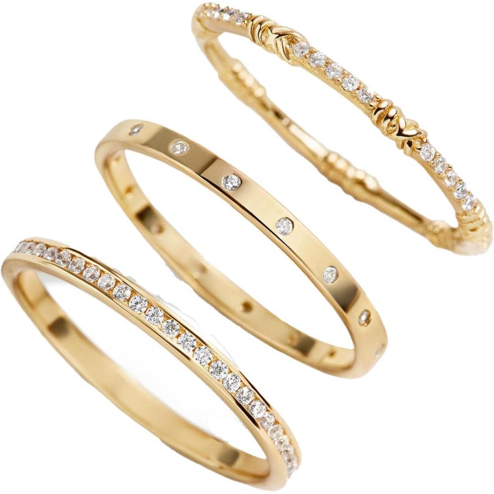 imageBaubleBar Maddie 18K Gold Ring SetGoldColoredPav