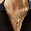 BaubleBar Oversized Initial Pisa Necklace for Women, Gold-Plated Beaded Necklace, Perfect Personalized Gift(S)