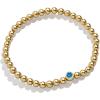 BaubleBar 18K Gold Birthstone Pisa Stretch Bracelet with Cubic Zirconia Stones for Women, Gold Plated Sterling Silver(Blue Zircon-Colored)