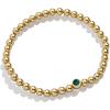 BaubleBar 18K Gold Birthstone Pisa Stretch Bracelet with Cubic Zirconia Stones for Women, Gold Plated Sterling Silver(Emerald-Colored)