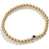 BaubleBar 18K Gold Birthstone Pisa Stretch Bracelet with Cubic Zirconia Stones for Women, Gold Plated Sterling Silver(Light Amethyst-Colored)
