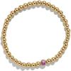 BaubleBar 18K Gold Birthstone Pisa Stretch Bracelet with Cubic Zirconia Stones for Women, Gold Plated Sterling Silver(Rose-Colored)