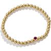 BaubleBar 18K Gold Birthstone Pisa Stretch Bracelet with Cubic Zirconia Stones for Women, Gold Plated Sterling Silver(Ruby-Colored)