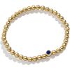 BaubleBar 18K Gold Birthstone Pisa Stretch Bracelet with Cubic Zirconia Stones for Women, Gold Plated Sterling Silver(Sapphire-Colored)