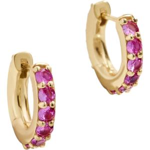 BaubleBar 18K Gold-Plated Sterling Silver Birthstone Huggie Earrings(Ruby-Colored)