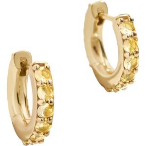 BaubleBar 18K Gold-Plated Sterling Silver Birthstone Huggie Earrings(Topaz-Colored)