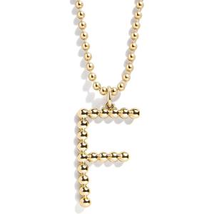 BaubleBar Oversized Initial Pisa Necklace for Women, Gold-Plated Beaded Necklace, Perfect Personalized Gift(F)
