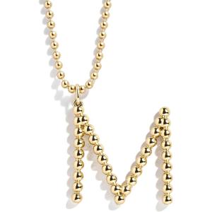 BaubleBar Oversized Initial Pisa Necklace for Women, Gold-Plated Beaded Necklace, Perfect Personalized Gift(M)