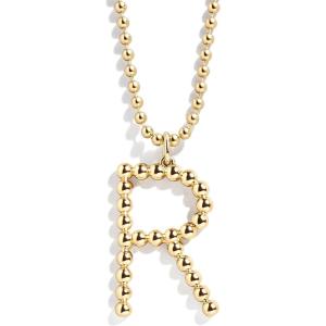 BaubleBar Oversized Initial Pisa Necklace for Women, Gold-Plated Beaded Necklace, Perfect Personalized Gift(R)