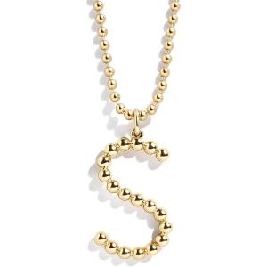BaubleBar Oversized Initial Pisa Necklace for Women, Gold-Plated Beaded Necklace, Perfect Personalized Gift(S)