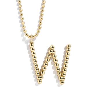 BaubleBar Oversized Initial Pisa Necklace for Women, Gold-Plated Beaded Necklace, Perfect Personalized Gift(W)