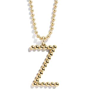 BaubleBar Oversized Initial Pisa Necklace for Women, Gold-Plated Beaded Necklace, Perfect Personalized Gift(Z)