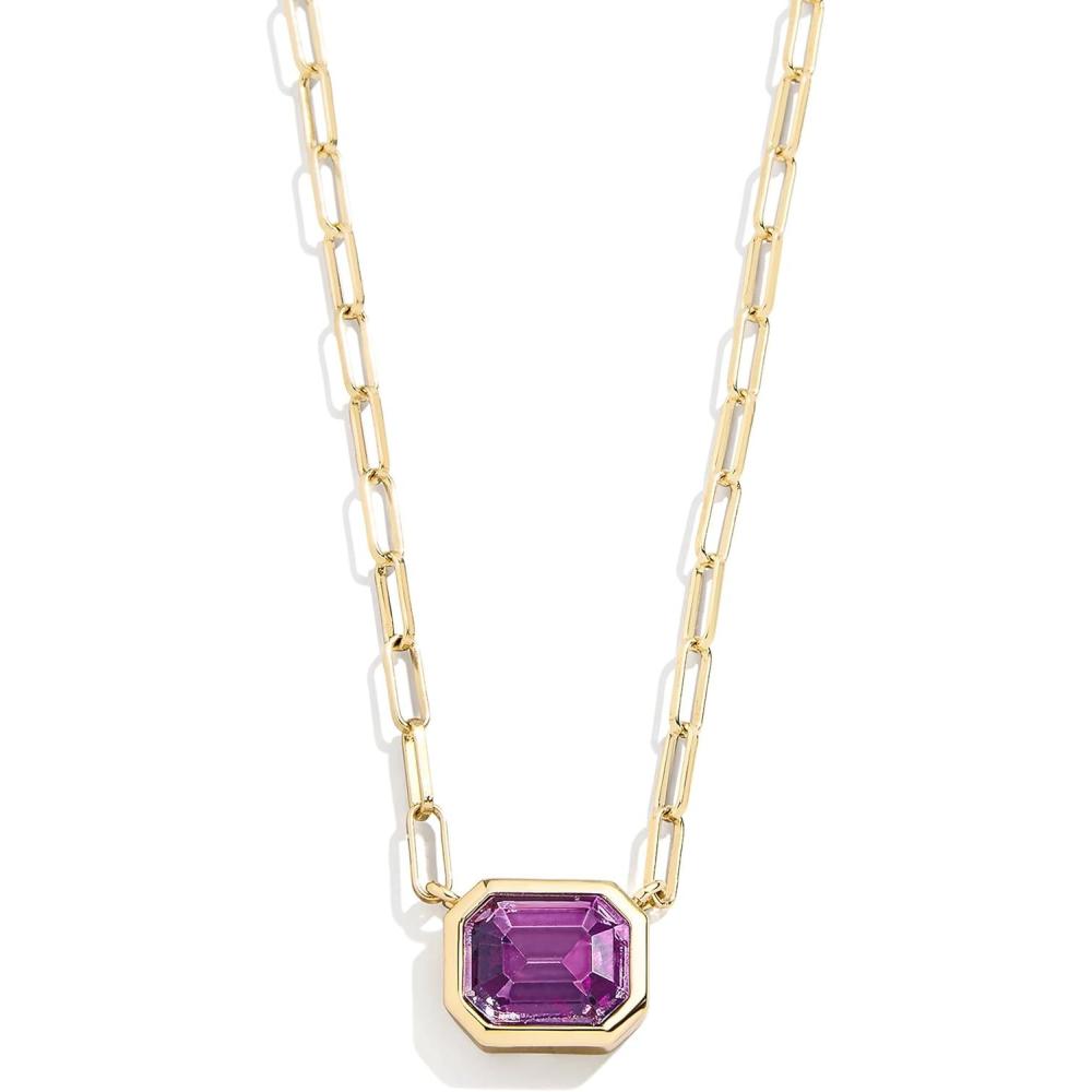 imageBaubleBar Blythe Birthstone Pendant Necklace for Women on a Delicate Paperclip Chain Fashion Jewelry Meaningful Gifts for Women Perfect for the HolidaysDark Purple