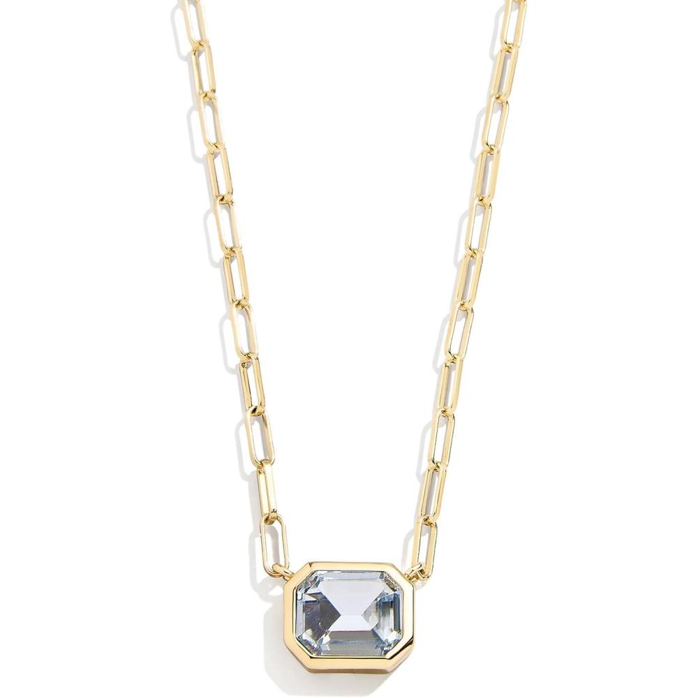 imageBaubleBar Blythe Birthstone Pendant Necklace for Women on a Delicate Paperclip Chain Fashion Jewelry Meaningful Gifts for Women Perfect for the HolidaysLight Blue