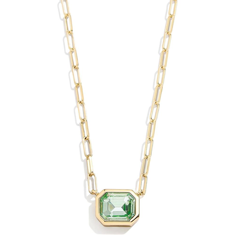 imageBaubleBar Blythe Birthstone Pendant Necklace for Women on a Delicate Paperclip Chain Fashion Jewelry Meaningful Gifts for Women Perfect for the HolidaysLight Green
