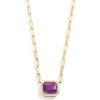 BaubleBar Blythe Birthstone Pendant Necklace for Women on a Delicate Paperclip Chain, Fashion Jewelry, Meaningful Gifts for Women, Perfect for the Holidays(Dark Purple)