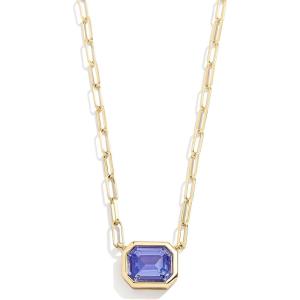 BaubleBar Blythe Birthstone Pendant Necklace for Women on a Delicate Paperclip Chain, Fashion Jewelry, Meaningful Gifts for Women, Perfect for the Holidays(Blue)
